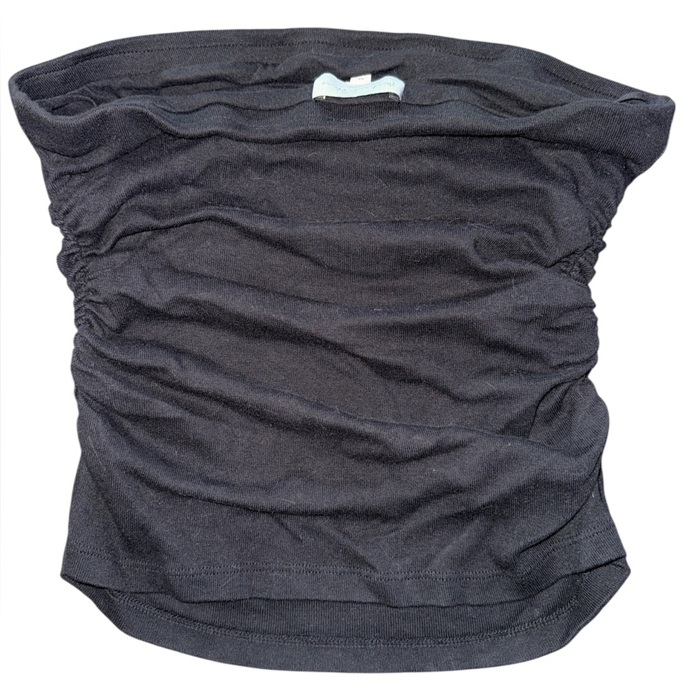 Michael Stars Alexis Tube Top Black Medium Ruched Strapless Sleeveless - Picture 6 of 10
